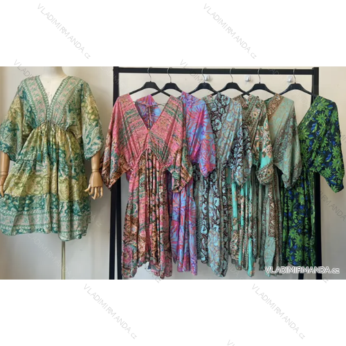 Damen-Sommerkleid mit 3/4-Ärmeln (S/M Einheitsgröße) INDIAN FASHION IMPEM23G29