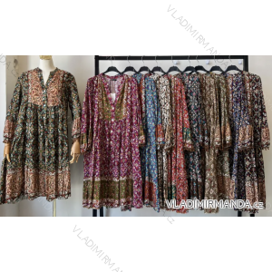 Sommerkleid für Damen mit 3/4-Ärmeln (Einheitsgröße S/M) INDIAN FASHION IMPEM23R9906