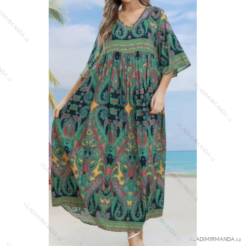 Langes Sommerkleid mit 3/4-Ärmeln für Damen (S/M Einheitsgröße) INDIAN FASHION IMPEM2323950