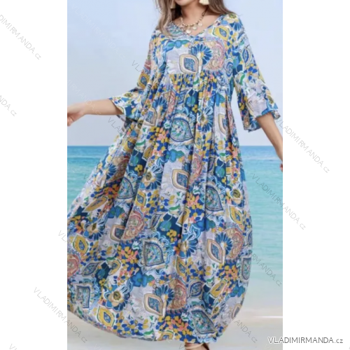Langes Sommerkleid mit 3/4-Ärmeln für Damen (S/M Einheitsgröße) INDIAN FASHION IMPEM2325018