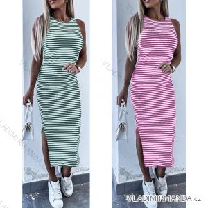 Gestreiftes, langes, trägerloses Sommerkleid für Damen (Einheitsgröße S/M) ITALIAN FASHION IMWB23326/DR