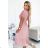 465-3 MIA Plissiertes Midikleid mit breitem Gürtel – schmutziges Rosa