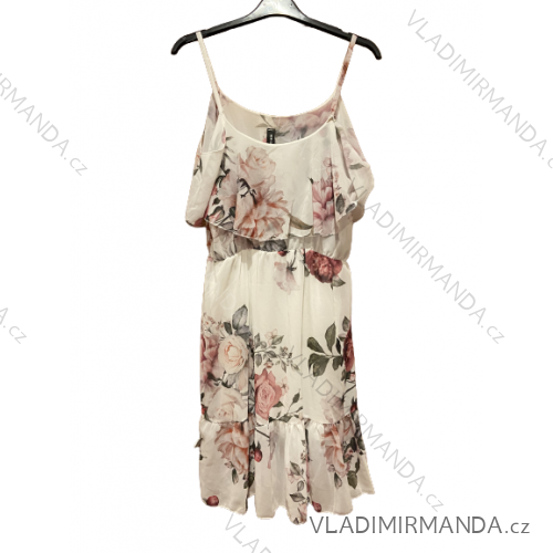 Langes Chiffon-Sommerkleid für Damen (S / M ONE SIZE) ITALIAN FASHION IMWB222509 S/M weiß