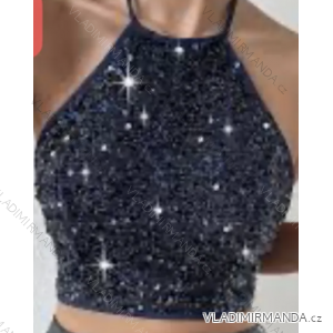 Ärmelloses, glitzerndes Pailletten-Crop-Top für Damen (Einheitsgröße S/M) ITALIAN FASHION IMPBB23O6292