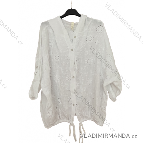 Shirt verlängert 3/4 Langarm Damen (L/XL/2XL ONE SIZE) ITALIAN FASHION IM423025 3xl / 4xl weiß