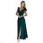 405-4 ELENA Langes Kleid mit Ausschnitt und Bändern an den Schultern – GRÜN