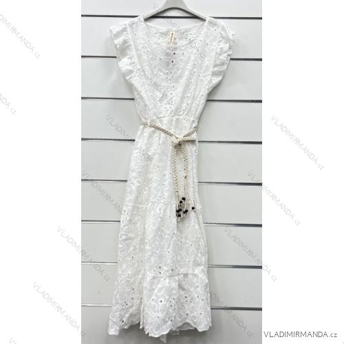 Sommerkleid für Damen im Boho-Stil mit Spitzengürtel und kurzen Ärmeln (Einheitsgröße S/M) ITALIAN FASHION IMWP232487