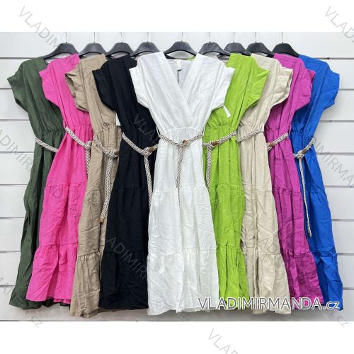 Damen-Sommerkleid mit Gürtel, kurzärmelig (S/M Einheitsgröße) ITALIAN FASHION IMWP232497
