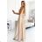 299-8 CHIARA elegantes Satin-Maxikleid mit Trägern – Gold