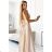 299-8 CHIARA elegantes Satin-Maxikleid mit Trägern – Gold