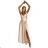 299-8 CHIARA elegantes Satin-Maxikleid mit Trägern – Gold