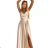 299-8 CHIARA elegantes Satin-Maxikleid mit Trägern – Gold
