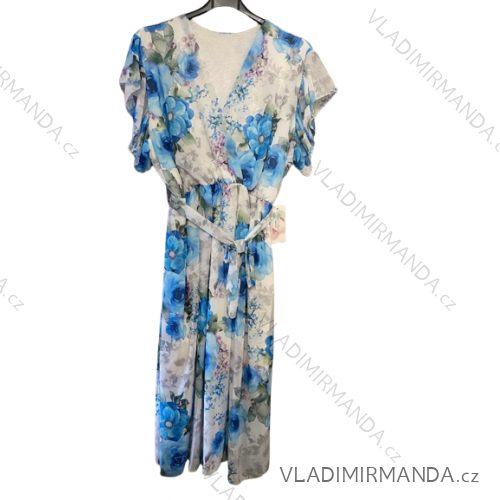 Langes Chiffon-Kurzarmkleid für Damen (S/M ONE SIZE) ITALIAN FASHION IMWGS231048