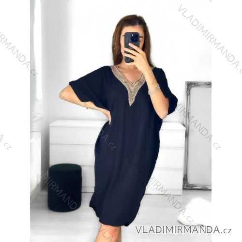 Šaty letní krátký rukáv dámské (S/M ONE SIZE) ITALSKÁ MÓDA IM322183 S/M schwarz