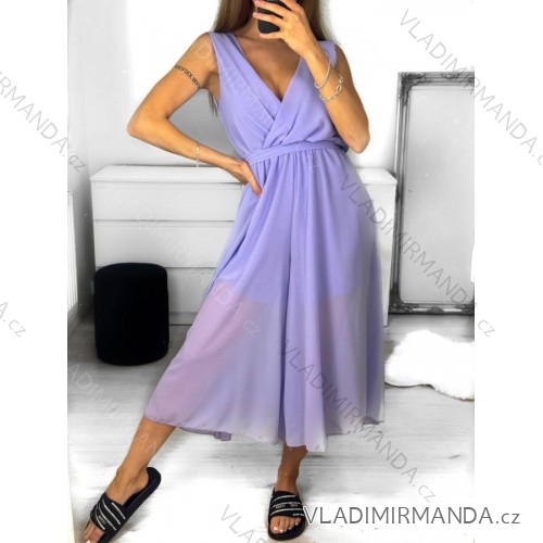 Overal společenské 3/4 nohaice bez rukávu dámský (S/M ONE SIZE) ITALSKÁ MÓDA IM323300 S/M lila