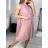 Langes Chiffon-Kurzarmkleid für Damen (S/M ONE SIZE) ITALIAN FASHION IMWGS231048