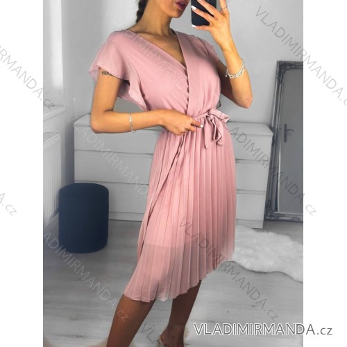 Šaty letní krátký rukáv dámské (S/M ONE SIZE) ITALSKÁ MÓDA IM322183 S/M altrosa
