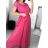 Langes, lässiges, kurzärmeliges Spitzenkleid für Damen (S/M EINHEITSGRÖSSE) ITALIAN FASHION IMM23M9108