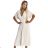 471-1 FELICIA Plissiertes Midikleid mit Ausschnitt und breitem Gürtel – Beige