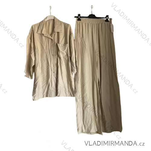 Damenkleid aus Baumwolle mit kurzen Ärmeln aus Spitze (S / M ONE SIZE) ITALIAN FASHION IMWM215877 béžová S/M