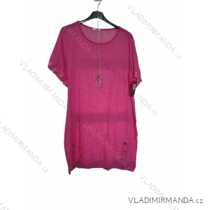 Baumwoll-Sommerkleid mit Anhänger, kurzärmelig, Damen (2XL/3XL, Einheitsgröße), ITALIAN FASHION IMD23200