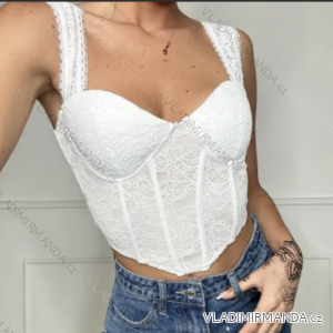 Damen-Crop-Top mit Trägern und Spitze (Einheitsgröße S/M) ITALIAN FASHION IMPBB23M8665