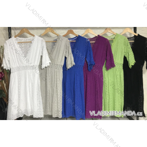 Sommer-Boho-Spitzenkleid für Damen mit kurzen Ärmeln (Einheitsgröße S/M) ITALIAN FASHION IMPGM2385782