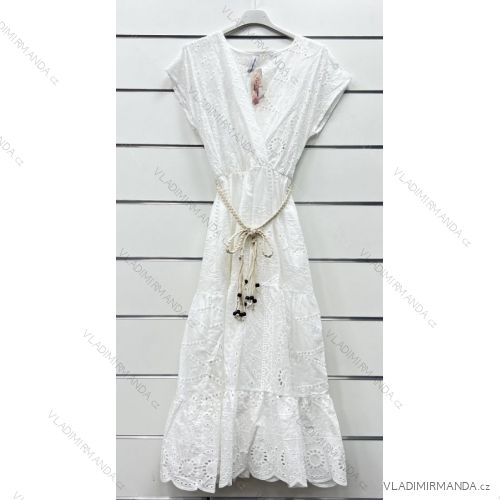Šaty letní šifonové krátký rukáv dámské (S/M ONE SIZE) ITALSKÁ MÓDA IMWP222245 S/M weiß