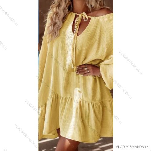 Damen-Sommerkleid aus Musselin mit langen Ärmeln (Einheitsgröße S/M) ITALIAN FASHION IMWGB232580