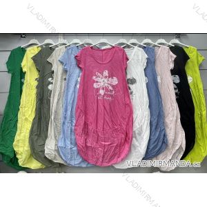 Sommer-Oval-Kurzarmkleid für Damen (Einheitsgröße S/M) ITALIAN FASHION IMWGS232584