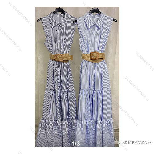 Ärmelloses langes Hemdkleid für Damen mit Gürtel (S/M EINHEITSGRÖSSE) ITALIAN FASHION IMPLP2308200015