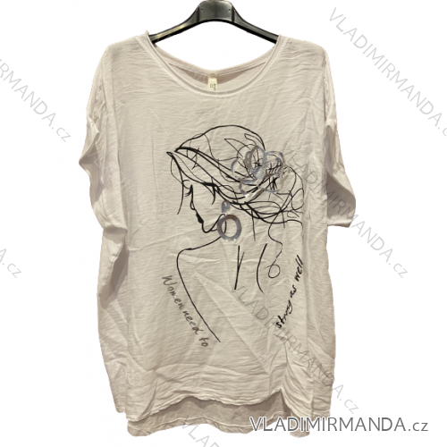 Tunika s přívěškem dlouhý rukáv dámská nadrozměr (XL/2XL ONE SIZE) ITALSKÁ MÓDA IM322469 XL/2XL weiß