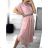 Sommer Midi Kurzarm Sommerkleid (S / M / L ONE SIZE) ITALIAN FASHION IMWA222563 schwarz M / L
