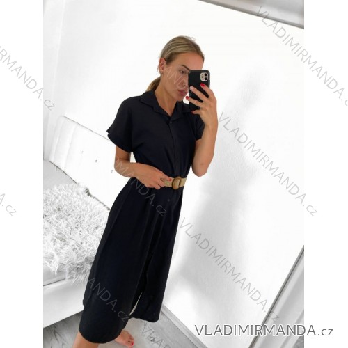 Sommerkleid mit langem Hemd und kurzen Ärmeln für Damen (S / M ONE SIZE) ITALIAN FASHION IMWB222483 S/M schwarz