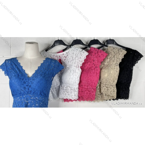 Kurzarm-Crop-Top aus Spitze für Damen (Einheitsgröße S/M) ITALIAN FASHION IMPBB23W3208
