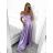 Carmen langes, trägerloses, elegantes Satin-Damenkleid (S/M ONE SIZE) ITALIAN FASHION IMPBB22B22735/DR – Limettengrün – S/M