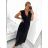 Damenkleid aus Baumwolle mit kurzen Ärmeln aus Spitze (S / M ONE SIZE) ITALIAN FASHION IMWM215877 S/M schwarz