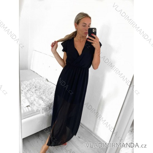 Damenkleid aus Baumwolle mit kurzen Ärmeln aus Spitze (S / M ONE SIZE) ITALIAN FASHION IMWM215877 S/M schwarz