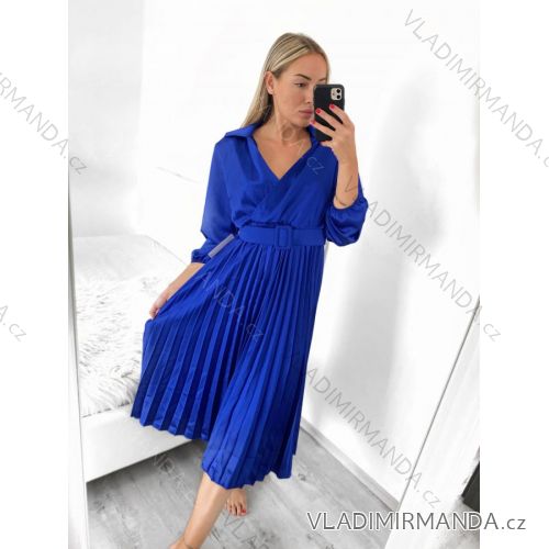 Langes Damenkleid mit Gürtel und langen Ärmeln (Einheitsgröße S/M) ITALIAN FASHION IMWY23728