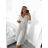 Langes Damenkleid mit Gürtel und langen Ärmeln (Einheitsgröße S/M) ITALIAN FASHION IMWY23728 S/M weiß