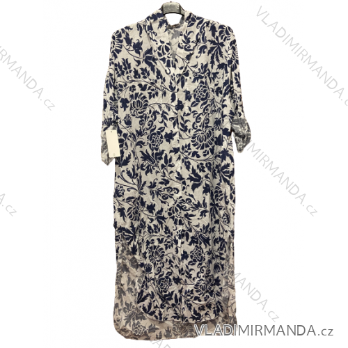 Šaty košilové bavlněné 3/4 dlouhý rukáv dámské (S/M ONE SIZE) ITALSKá MóDA IM4239022 XL/2XL weiß