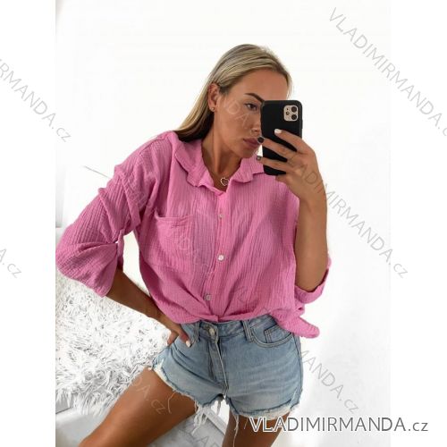 Langarm-Musselinhemd für Damen in Übergröße (L/XL/2XL Einheitsgröße) ITALIAN FASHION IMWP232488