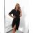Langes Leinen-Hemdkleid für Damen mit langen Ärmeln (S/M ONE SIZE) ITALIAN FASHION IMPLI2272014 S/M schwarz