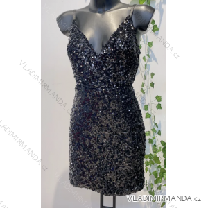 Elegantes Sommerkleid mit glitzernden Pailletten für Damen (Einheitsgröße S/M) ITALIAN FASHION IMPLS2321428