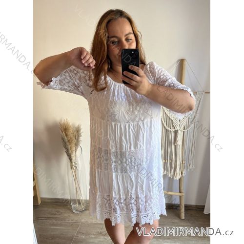 Šaty krajkové carmen přes ramena dámské (XL/2XL ONE SIZE) ITALSKÁ MÓDA IM423CAIRO weiß XL/2XL