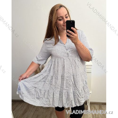 Sommer-Kurzarm-Hemdkleid für Damen in Übergröße (L/XL/2XL Einheitsgröße) ITALIAN FASHION IMB23STRIPE