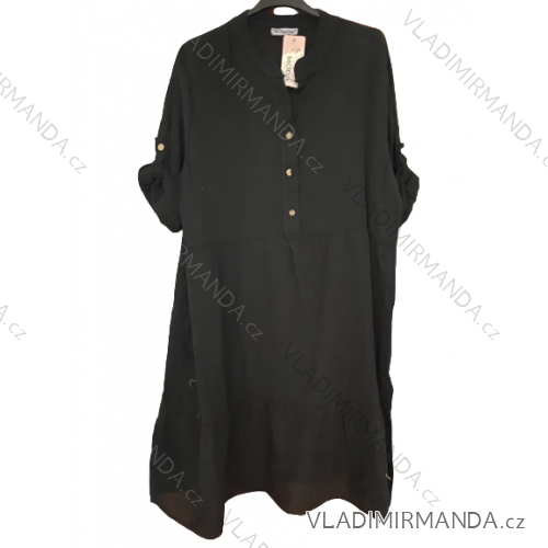 Übergroßes Damen-Hemdkleid mit 3/4-Ärmeln in Übergröße (L/XL/2XL Einheitsgröße) ITALIAN FASHION IM423111 XL/2XL schwarz