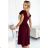 425-4 MATILDE Kleid mit Ausschnitt und kurzen Ärmeln – Farbe Burgund