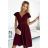 425-4 MATILDE Kleid mit Ausschnitt und kurzen Ärmeln – Farbe Burgund