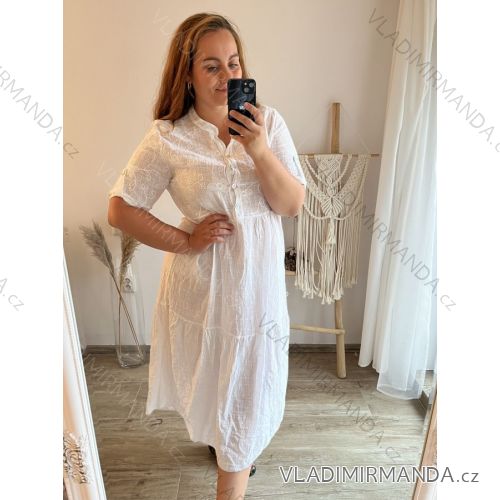 Übergroßes Damen-Hemdkleid mit 3/4-Ärmeln in Übergröße (L/XL/2XL Einheitsgröße) ITALIAN FASHION IM423111